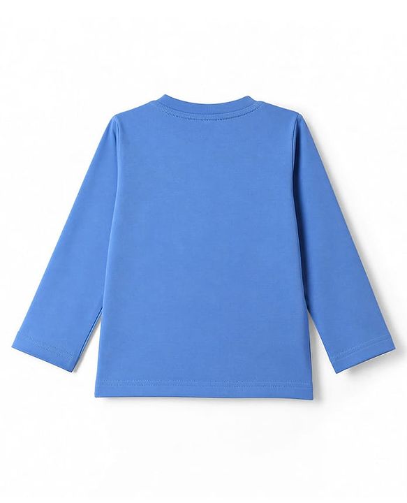 Babyhug 100% Cotton Knit Full Sleeves T-Shirt & Pyjama Night Suit With Tiger & Basket Ball Print - Blue