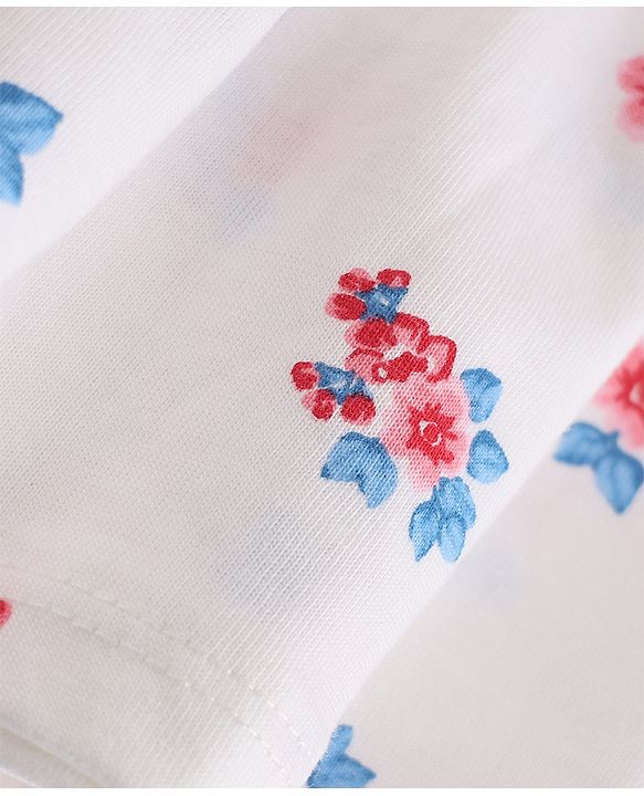 Babyhug Single Jersey Knit Cap Sleeves Polka Dots & Floral Printed Frock With Bow Applique Pack Of 2 - Red & White