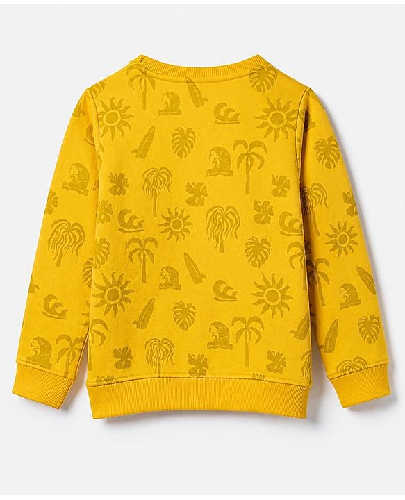 Pine Kids Knit Sweatshirt with Full Sleeves and Have Fun Print in Yellow