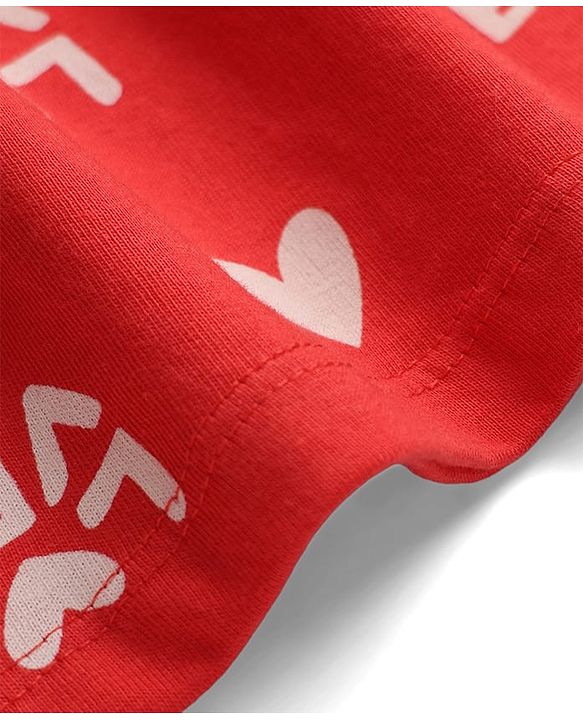 Babyhug Cotton Interlock Knit Half Sleeves Frocks With Heart & Love Print Pack of 2  - Red & Navy Blue