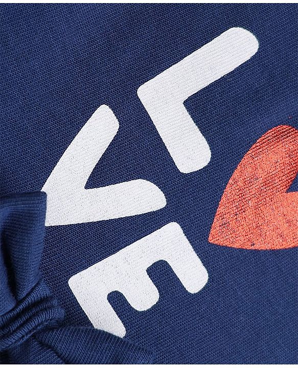 Babyhug Cotton Interlock Knit Half Sleeves Frocks With Heart & Love Print Pack of 2  - Red & Navy Blue