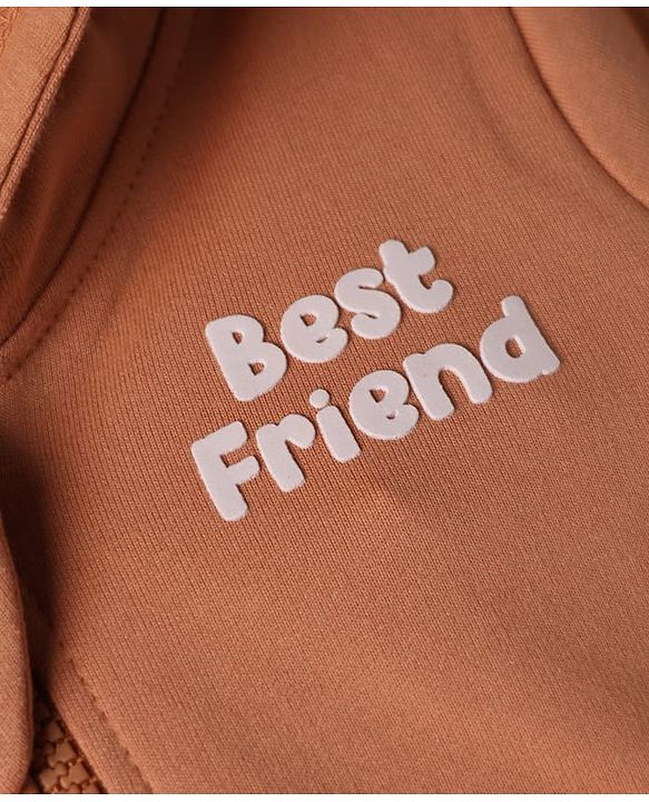 Babyhug 100% Cotton Knit Sweatshirt with Full Sleeves and Reindeer Applique in Light Brown