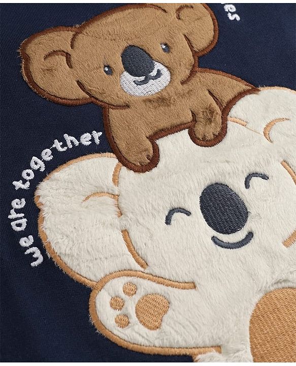 Babyhug 100% Cotton Heavy Gauge Terry Sweatshirt with Full Sleeves and Koala Patch - Navy Blue