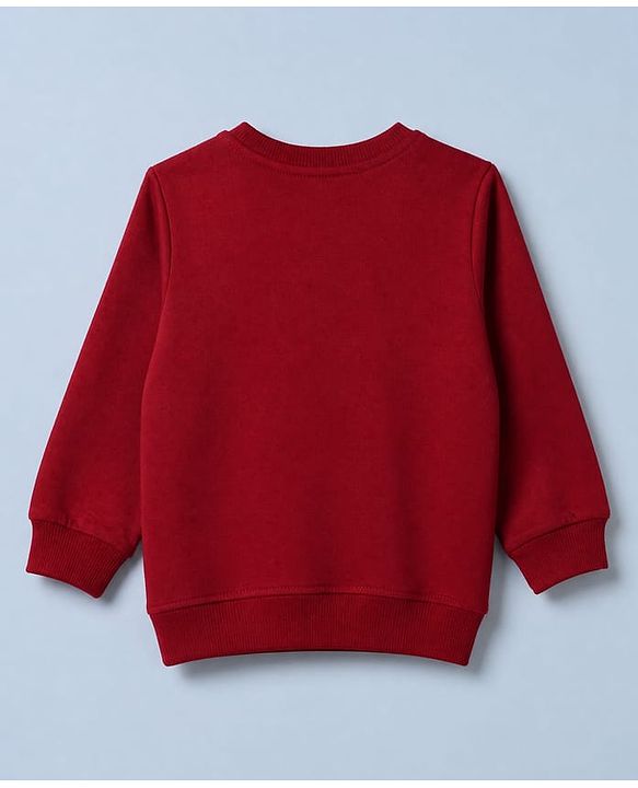 Babyhug 100% Cotton Heavy Gauge Terry Knit Sweatshirt With Full Sleeves and Lion Print - Maroon