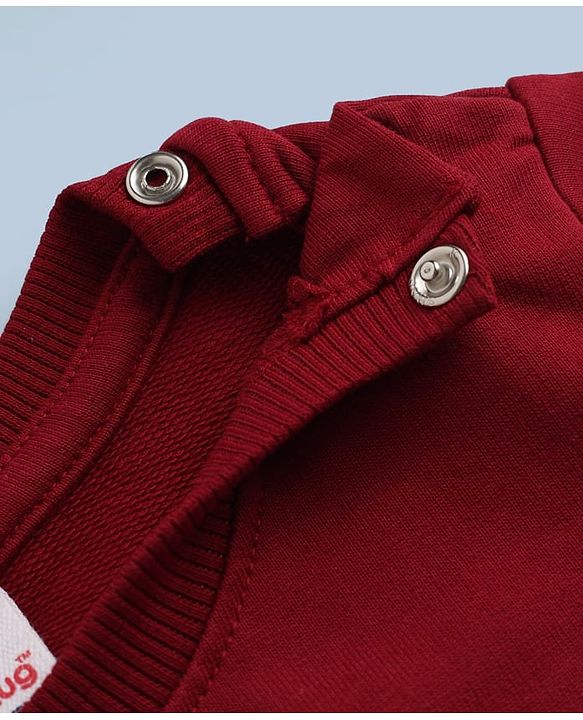 Babyhug 100% Cotton Heavy Gauge Terry Knit Sweatshirt With Full Sleeves and Lion Print - Maroon