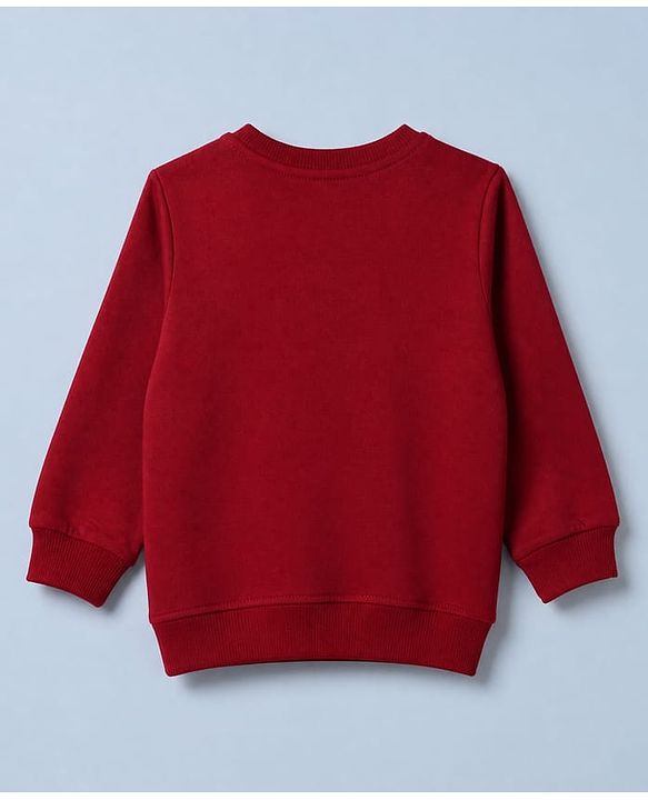 Babyhug 100% Cotton Heavy Gauge Terry Knit Sweatshirt With Full Sleeves and Lion Print - Maroon