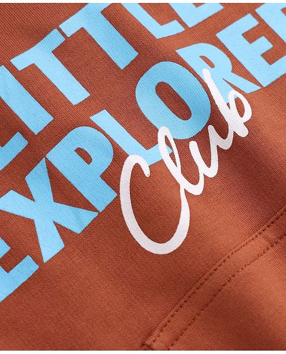 Babyhug 100% Cotton Knit Sweatshirt with Full Sleeves and Little Explorer Text in Brown