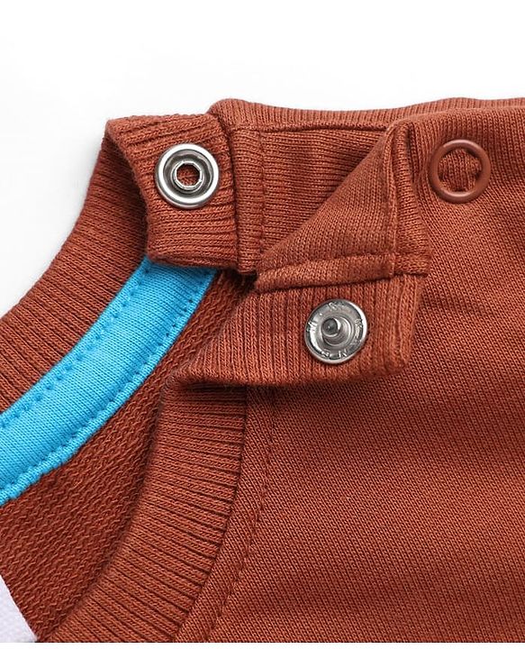 Babyhug 100% Cotton Knit Sweatshirt with Full Sleeves and Little Explorer Text in Brown