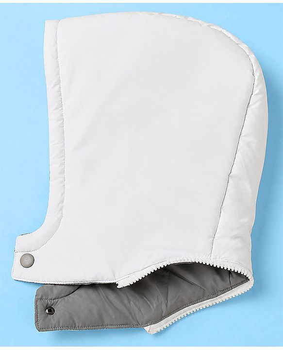 Pine Kids Woven Hoodie Jacket with Full Sleeves, Detachable Hood and Triangle Embroidery in White