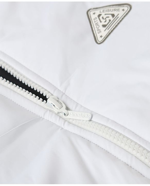 Pine Kids Woven Hoodie Jacket with Full Sleeves, Detachable Hood and Triangle Embroidery in White