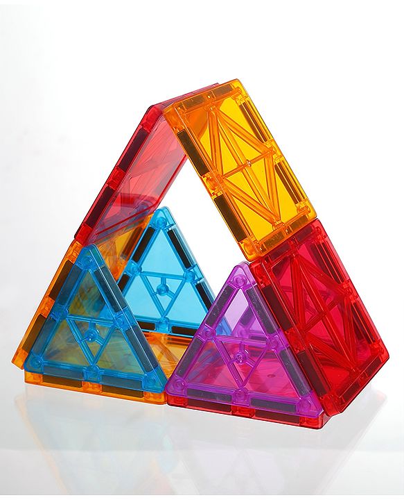 Babyhug Magnetic Tiles for Kids - 16 Piece| Magnetic Construction Set| Building Blocks| Boosts Creativity & Imagination| Learning & Educational Toy| Strong Durable Magnets| STEAM Learning