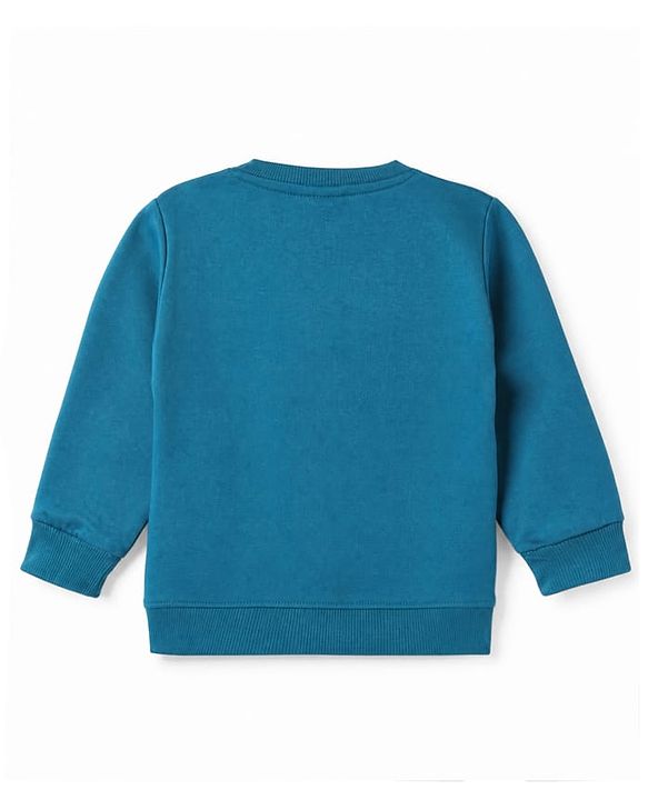 Babyhug 100% Cotton Terry Heavy Gauge Sweatshirt with Full Sleeves and New York City Print - Blue