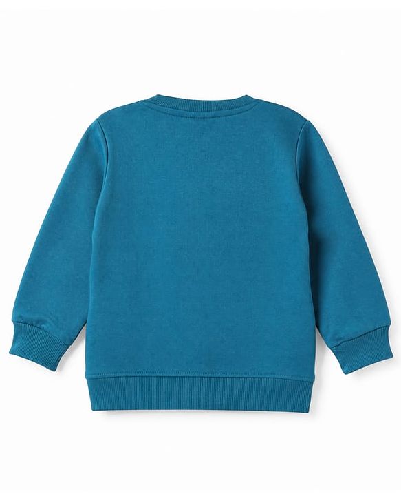 Babyhug 100% Cotton Terry Heavy Gauge Sweatshirt with Full Sleeves and New York City Print - Blue