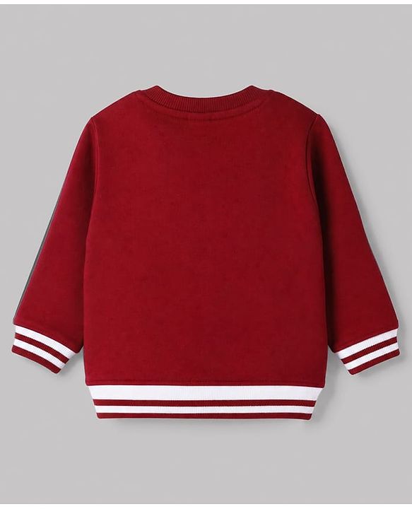 Babyhug 100% Cotton Terry Knit Heavy Gauge Sweatshirt with Full Sleeves and New York City Applique - Maroon