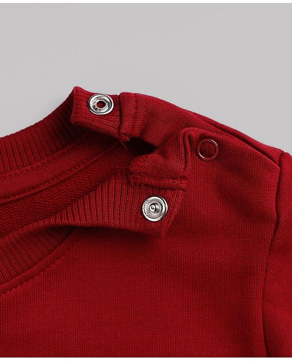 Babyhug 100% Cotton Terry Knit Heavy Gauge Sweatshirt with Full Sleeves and New York City Applique - Maroon