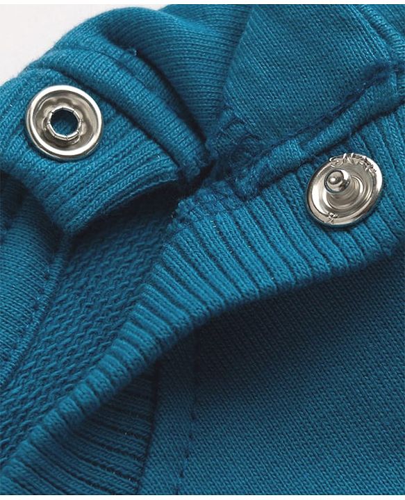 Babyhug 100% Cotton Terry Knit Sweatshirt with Full Sleeves and Reindeer Applique - Blue