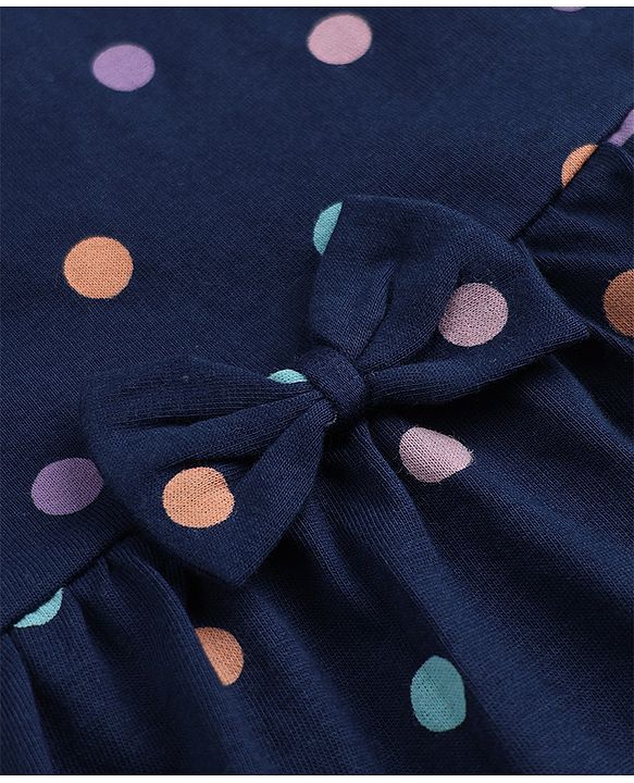 Babyhug Single Jersey Knit Frock with Half Sleeve and Polka Dots Print in White & Black Pack of 2