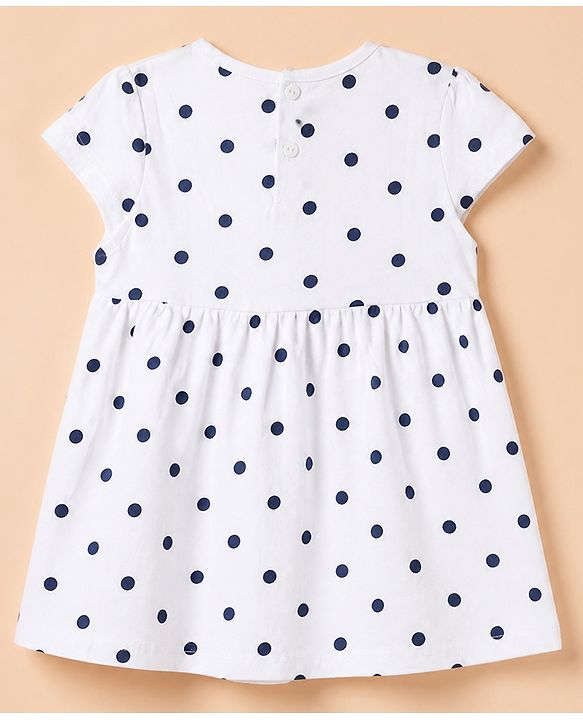Babyhug Single Jersey Knit Frock with Half Sleeve and Polka Dots Print in White & Black Pack of 2