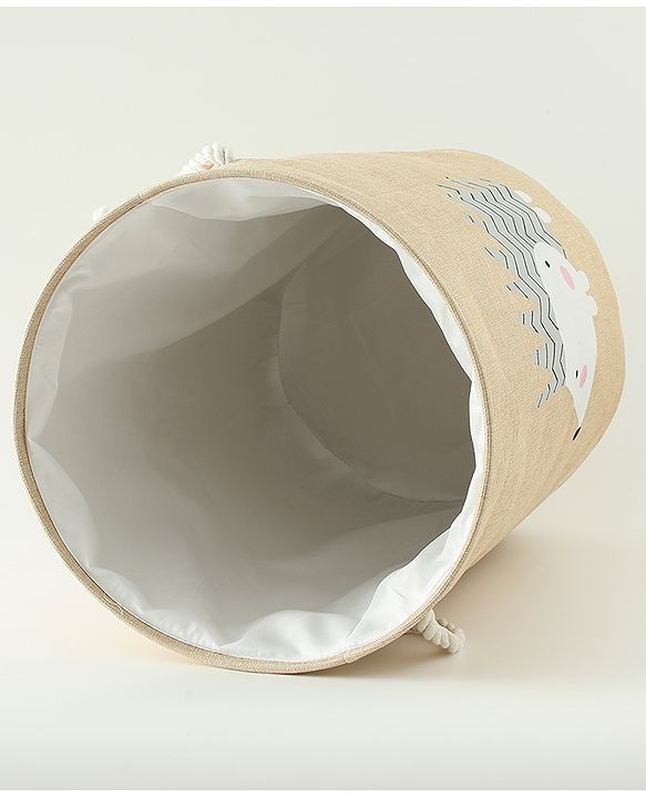 Babyhug Multicolour Foldable Fabric Storage Basket| 35 40 cm| Three-Tone Design, Decorative Lucky Print, Rope Handles| Laundry Organizer| Books, Cloths, Toys & Accessories Storage| Washable Fabric