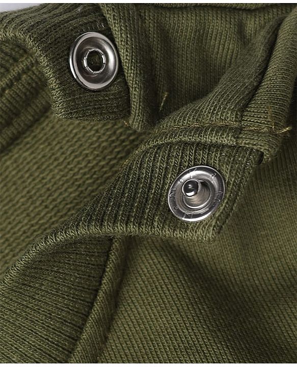 Babyhug 100% Cotton Heavy Gauge Terry Sweatshirt with Full Sleeves and Tiger Print & Bow Patch - Olive Green