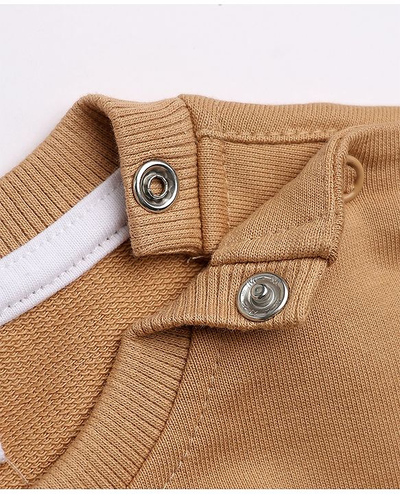 Babyhug 100% Cotton Knit Full Sleeves Sweatshirt with Bear Applique in Light Brown