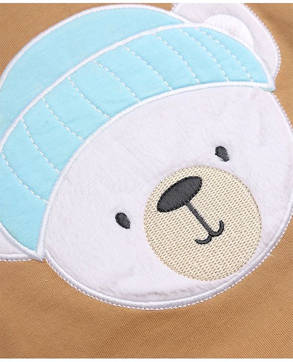 Babyhug 100% Cotton Knit Full Sleeves Sweatshirt with Bear Applique in Light Brown