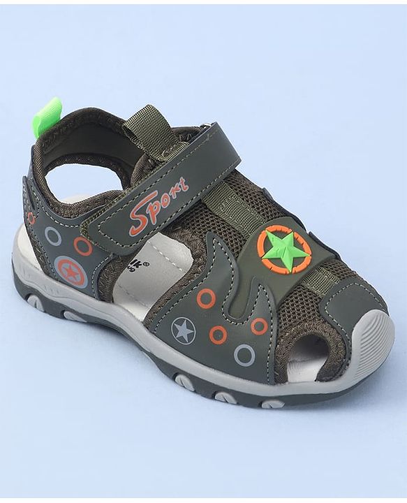 Cute Walk by Babyhug Velcro Closure Sandal Star Applique - Green