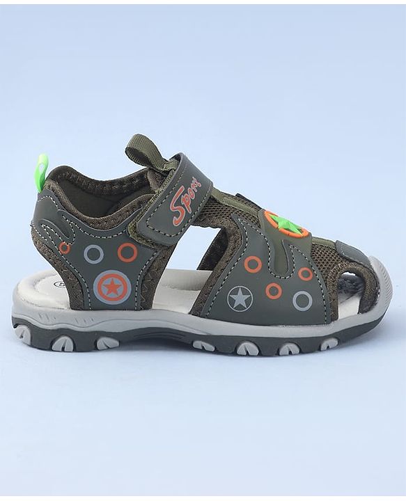 Cute Walk by Babyhug Velcro Closure Sandal Star Applique - Green