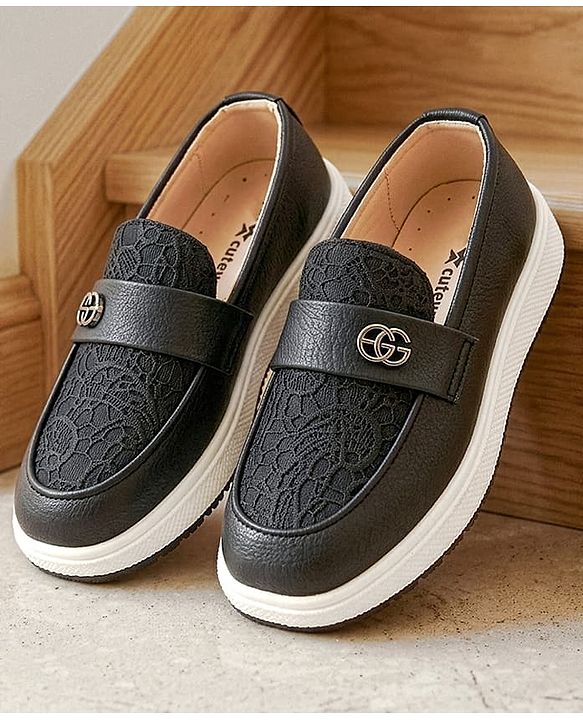 Cute Walk by Babyhug Slip On Solid Formal & Party Wear Shoes  - Black