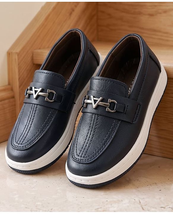 Cute Walk by Babyhug Slip On Party Wear Loafers with Metal Applique - Navy