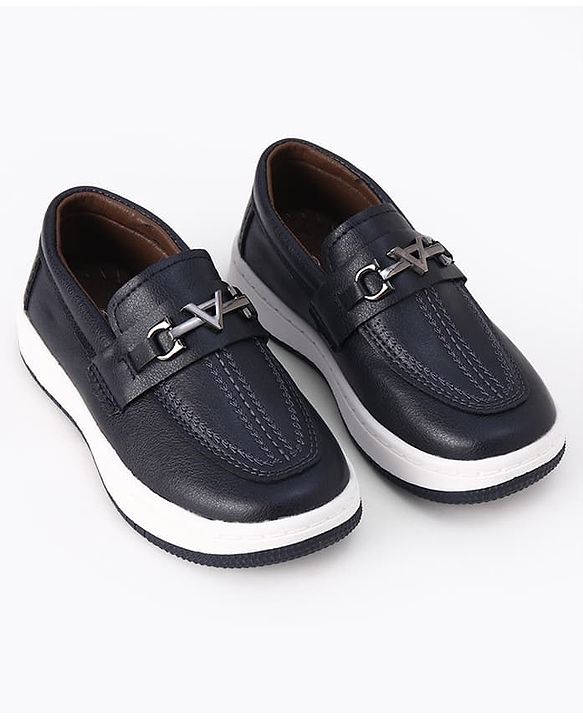 Cute Walk by Babyhug Slip On Party Wear Loafers with Metal Applique - Navy