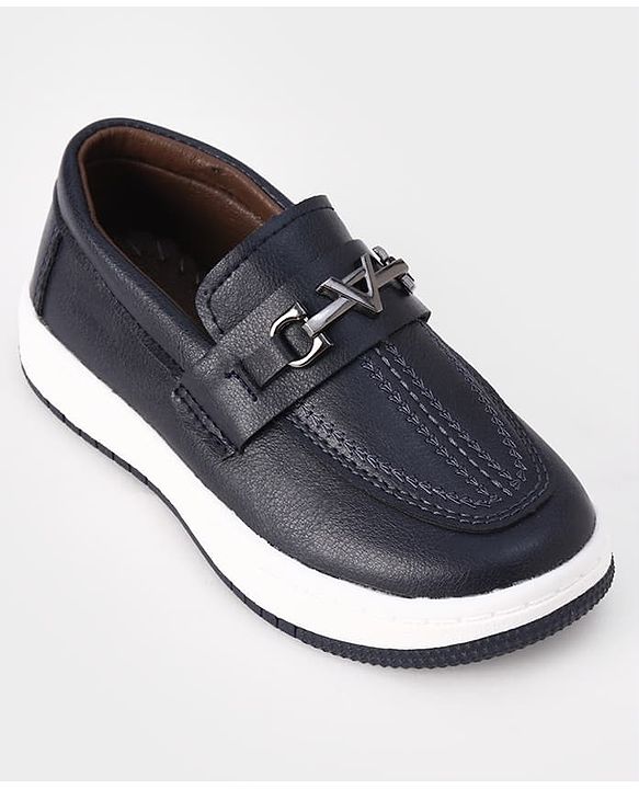 Cute Walk by Babyhug Slip On Party Wear Loafers with Metal Applique - Navy