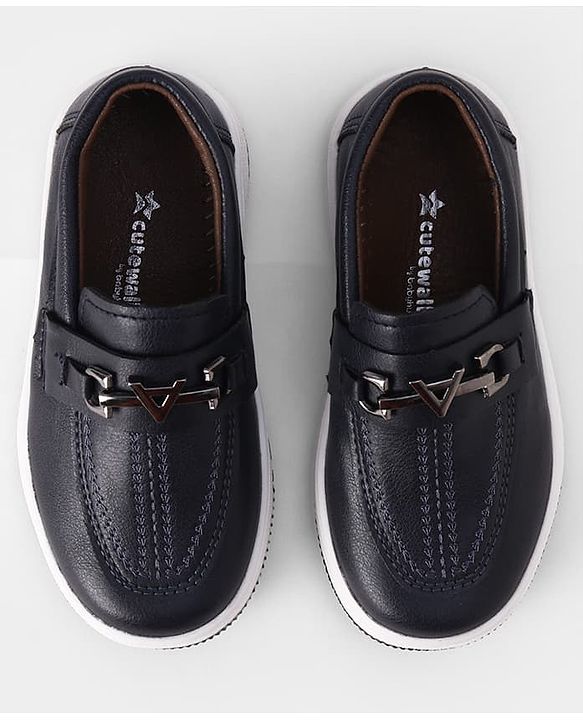 Cute Walk by Babyhug Slip On Party Wear Loafers with Metal Applique - Navy