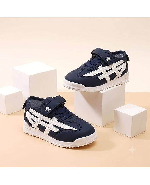 Cute Walk by Babyhug Velcro Closure Solid Sneakers - Navy