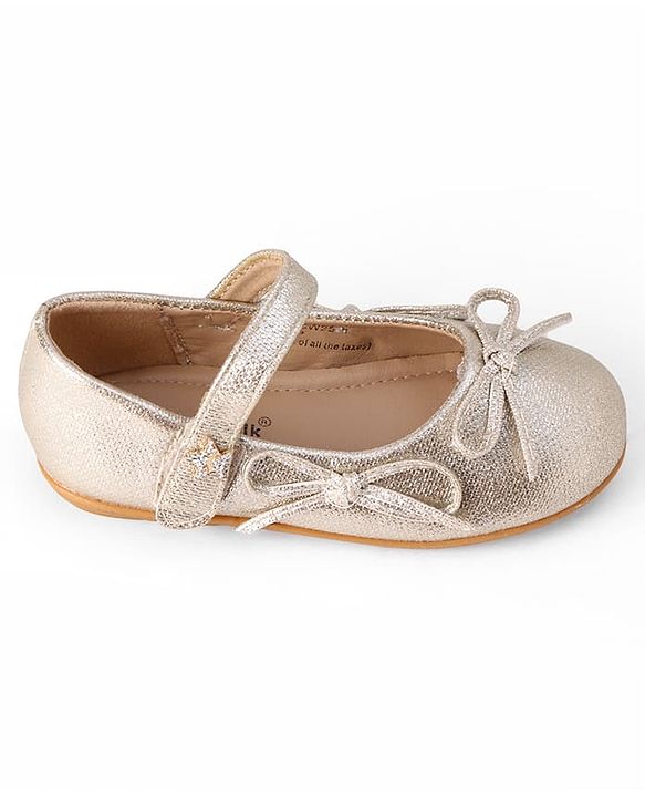 Cute Walk by Babyhug Velcro Closure Ballerina With Bow Applique - Golden