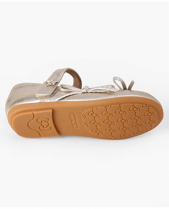 Cute Walk by Babyhug Velcro Closure Ballerina With Bow Applique - Golden