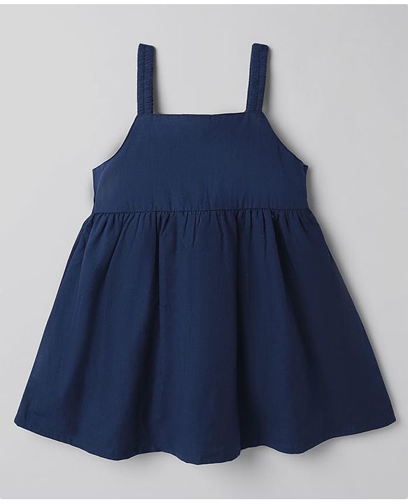 Babyhug Cotton Woven Full Sleeves Frock and Tee with Rabbit Embroidery and Floral Print in Navy Blue for 6-9 Months