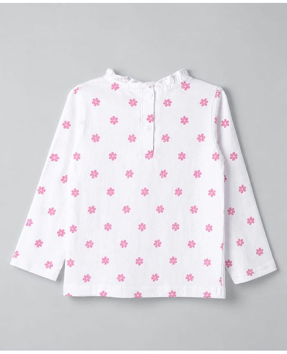 Babyhug Cotton Woven Full Sleeves Frock and Tee with Rabbit Embroidery and Floral Print in Navy Blue for 6-9 Months