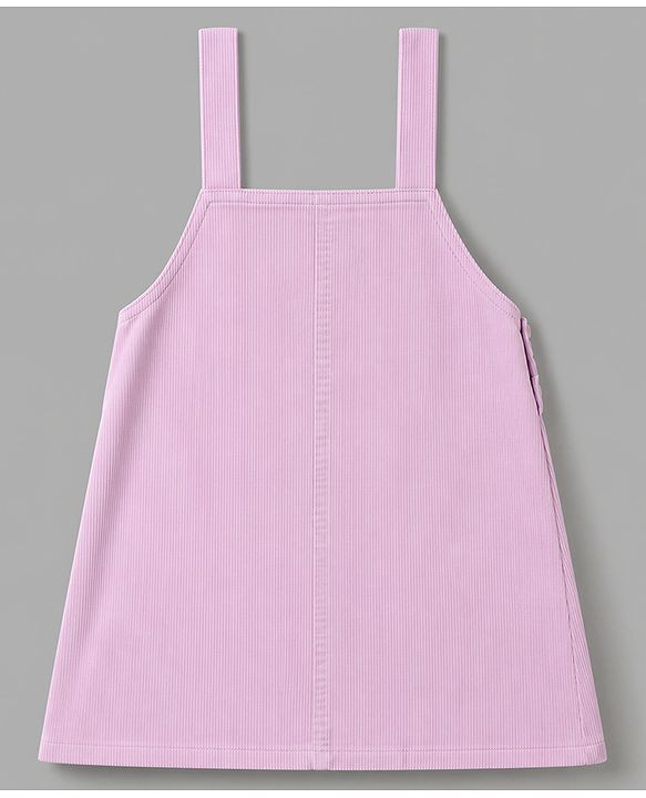 Babyhug Cotton Woven Frock and Inner Tee and Purse with Full Sleeves and Pretty Text Embroidery - Lavender