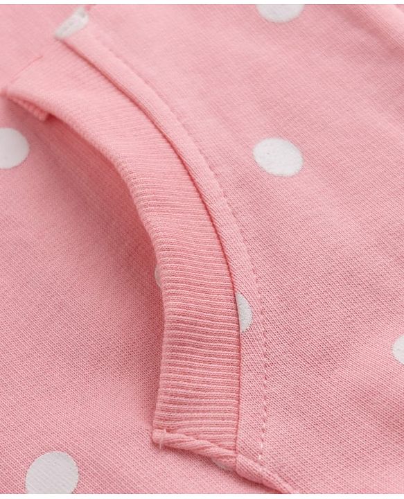 Babyhug Heavy Gauge 100% Cotton Terry Knit Hoodie with Full Sleeves and Polka Dots Print - Pink