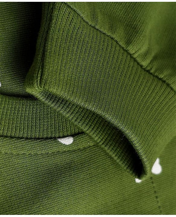 Babyhug Heavy Gauge 100% Cotton Terry Full Sleeves Knit Sweatshirt With Heart Print - Green