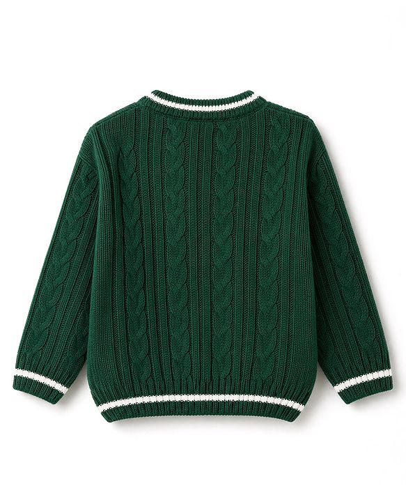 Babyhug Knit Full Sleeves Front Open Sweater With Cable Knit Design - Maroon