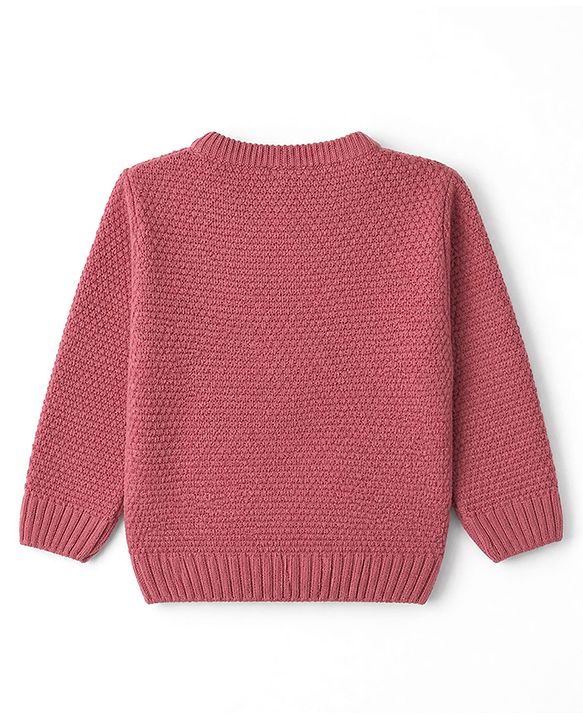 Babyhug Knit Front Open Sweater with Full Sleeves & Cable Knit Design in Pink