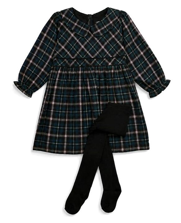 Babyhug Cotton Woven Frock and Leggings with Full Sleeves and Checked Print in Multi Color for 18-24 Months