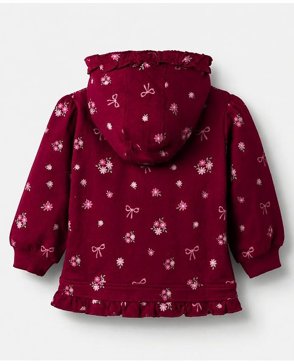 Babyhug Cotton Heavy Gauge Terry Terry Knit Sweatshirt With Full Sleeves and Love Foil Print in Maroon