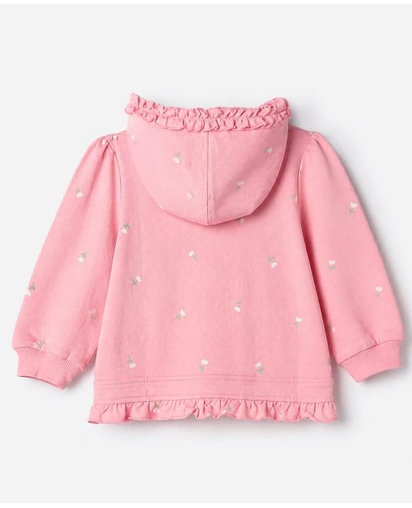 Babyhug 100% Cotton Heavy Gauge Terry Knit Sweatshirt With Full Sleeves and Rabbit Patch in Pink