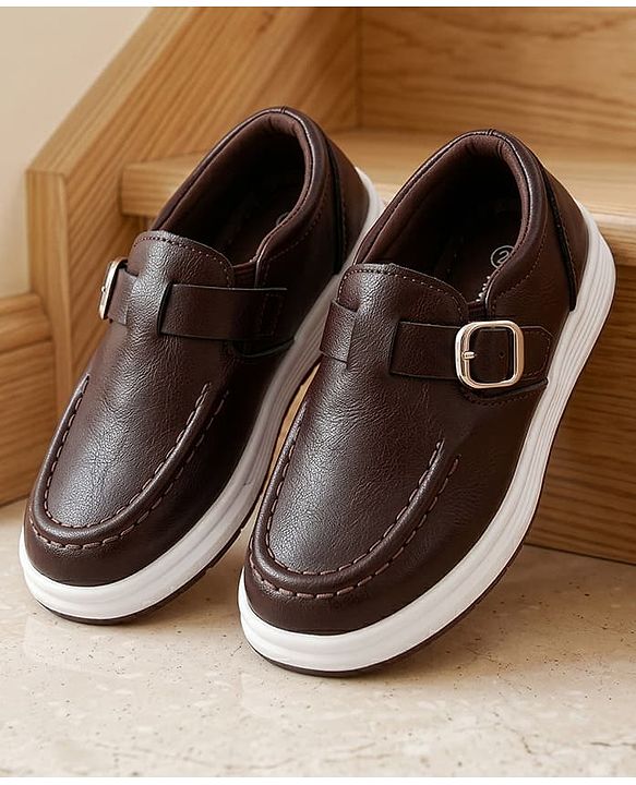 Cute Walk by Babyhug Buckle Closure Party Wear Shoes - Dark Brown
