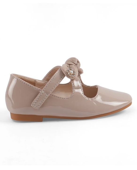 Cute Walk by Babyhug Velcro Closure Ballerina With Bow Applique - Beige
