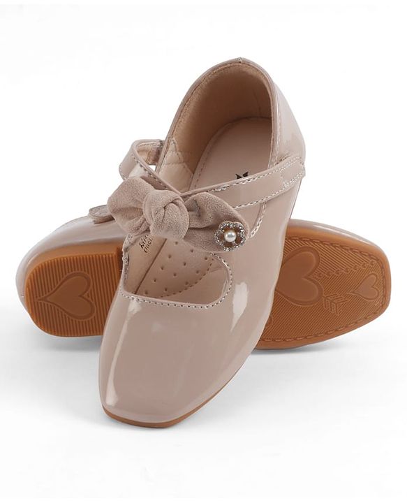Cute Walk by Babyhug Velcro Closure Ballerina With Bow Applique - Beige