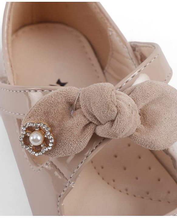 Cute Walk by Babyhug Velcro Closure Ballerina With Bow Applique - Beige